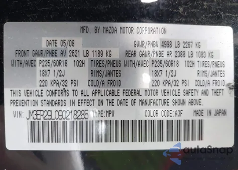 2009 Mazda Cx-7 Grand Touring z USA, uszkodzony, nr VIN JM3ER29L090218285